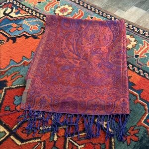 Paisley Jacquard Scarf Wrap in Red and Purple - Vuala for Bombay Store 100% Silk